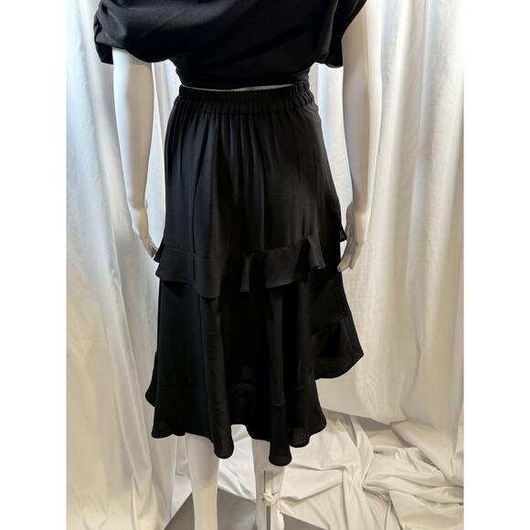 Jieru tiered hi-lo skirt, black, sz: m, party, resortware, 80-74 - Picture 12 of 16